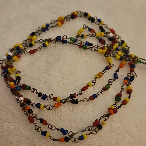 Vintage Indian Micro Mosaic Ball Pendant Multicolor Beaded Festival Necklace - Picture 8 of 11